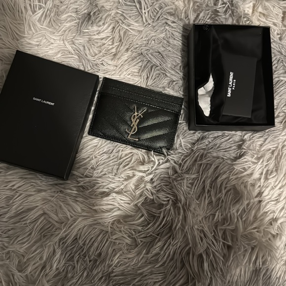 Saint Laurent black silver logo card holder authentic - Picture 9 of 14